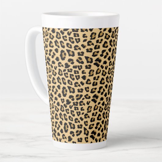 Leopard Print Patroon Latte Mok (Linkerhoek)