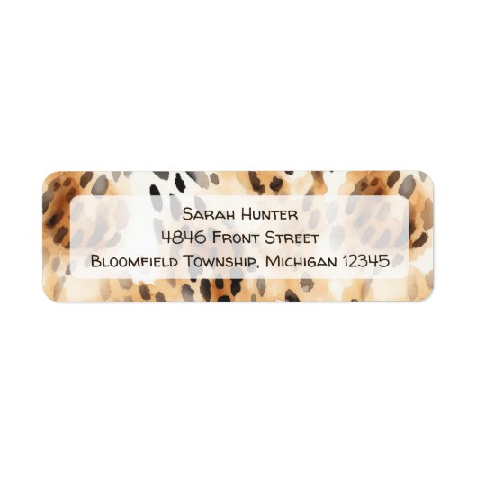 Leopard print patroon safari dier retour adres etiket (Voorkant)