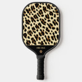 Leopard Print Pattern Black & Tan Light Brown Pickleball Paddle (Achterkant)