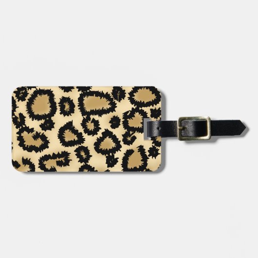 Leopard Print Pattern, Bruin en Zwart. Bagagelabel (Voorkant horizontaal)