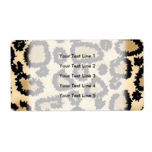 Leopard Print Pattern, Bruin en Zwart. Etiket