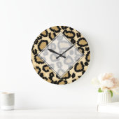 Leopard Print Pattern, Bruin en Zwart. Grote Klok (Huis)