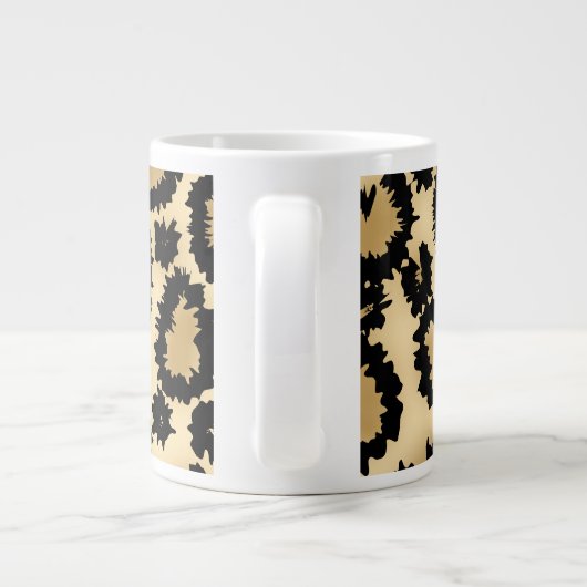 Leopard Print Pattern, Bruin en Zwart. Jumbo Mok (Achterkant)