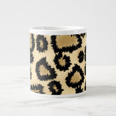Leopard Print Pattern, Bruin en Zwart. Jumbo Mok (Voorkant)