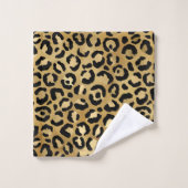 Leopard Print Pattern in Gold en Black Bad Handdoek (Wasdoekje)
