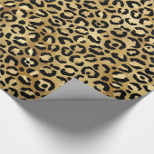 Leopard Print Pattern in Gold en Black Cadeaupapier (Hoek)