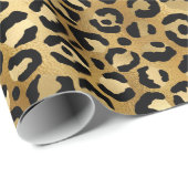 Leopard Print Pattern in Gold en Black Cadeaupapier (Rol Hoek)
