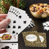 Leopard Print Pattern in Gold en Black Monogram Pokerkaarten (Insitu)