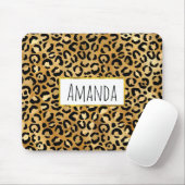 Leopard Print Pattern in Gold en Black Muismat (Met muis)