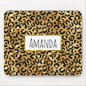 Leopard Print Pattern in Gold en Black Muismat (Voorkant)
