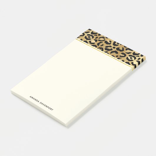 Leopard Print Pattern in Gold en Black Post-it® Notes (Schuin)