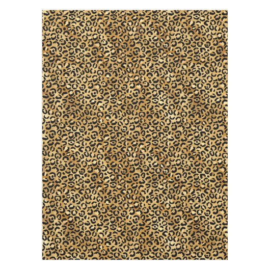 Leopard Print Pattern in Gold en Black Tafelkleed (Voorkant)