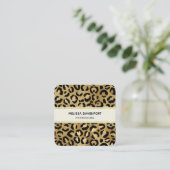 Leopard Print Pattern in Gold en Black Vierkante Visitekaartje (Staand voorkant)