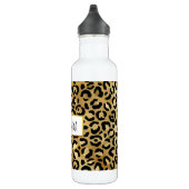 Leopard Print Pattern in Gold en Black Waterfles (Rechts)