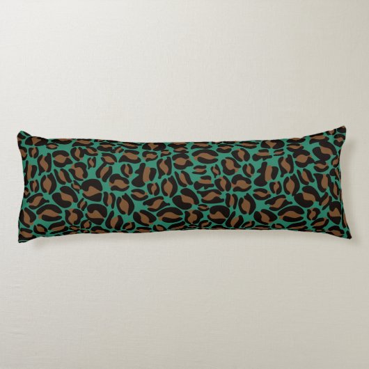 Leopard Print Pattern Oerwoud Green brown Lichaamskussen (Achterkant)