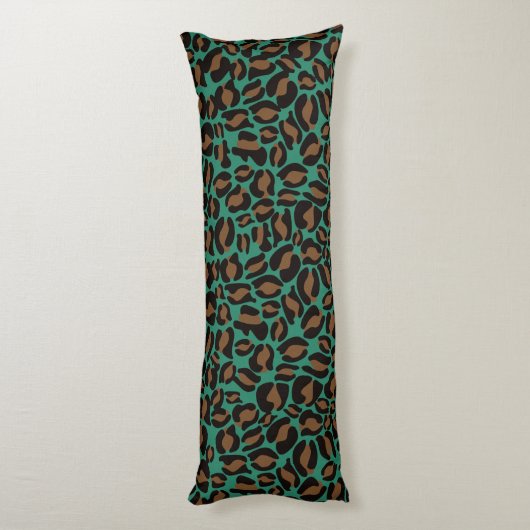 Leopard Print Pattern Oerwoud Green brown Lichaamskussen (Achterkant (Verticaal))