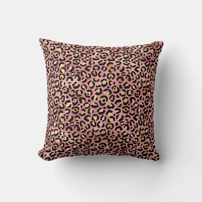 Leopard Print Pattern Pink and Gold Kussen (Voorkant)