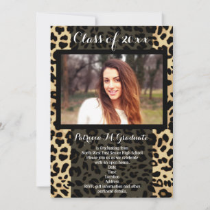 Leopard Print Pattern Ribbon Foto Afstuderen Kaart