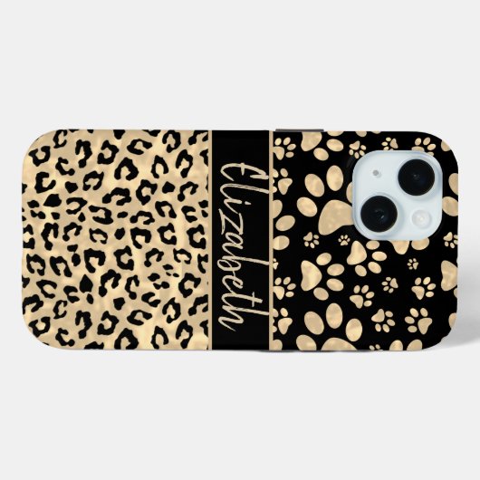 Leopard Print Paws Afdrukken Sepia Aangepast Case-Mate iPhone Case (Achterkant (horizontaal))