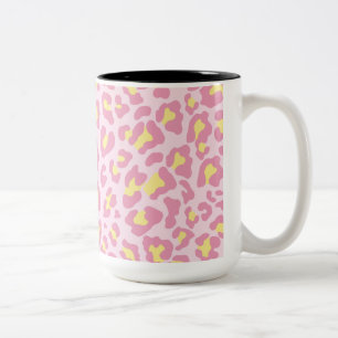 Leopard Print Pink and Yellow Tweekleurige Koffiemok