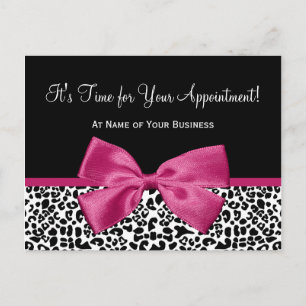 Leopard Print Pink Bow Salon Appointinder Briefkaart