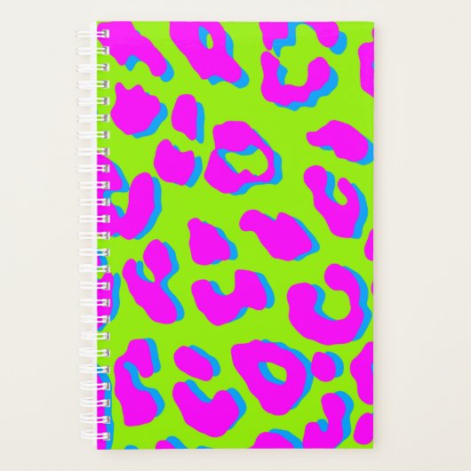 Leopard Print Pink Groen Blauw Planner (Voorkant)