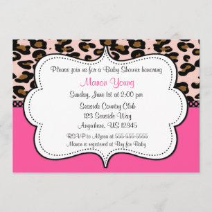 Leopard Print Pink Invitation Kaart