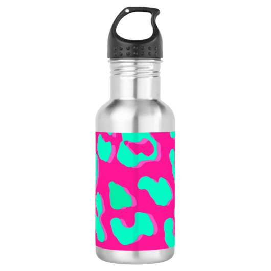 Leopard Print Pink Mint Waterfles (Voorkant)