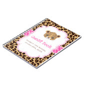 Leopard Print Pink Quatrefoil Birthday Guest Book Notitieboek (Linkerzijde)