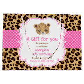 Leopard Print Pink Quatrefoil Birthday Hartelijk d Groot Cadeauzakje (Achterkant)