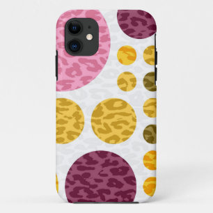 Leopard Print Polka Dots   Geel Roze Paars iPhone 11 Hoesje