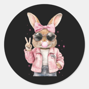 Leopard Print Rabbit Bunny Belling Bubble Gum East Ronde Sticker