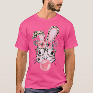 Leopard Print Rabbit Bunny Belling Bubble Gum East T-shirt