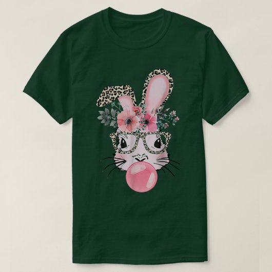 Leopard Print Rabbit Bunny Belling Bubble Gum East T-shirt (Design voorkant)