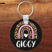 Leopard Print Rainbow Schattigee Moederdag Funny G Sleutelhanger (Voorkant)