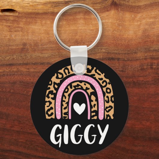 Leopard Print Rainbow Schattigee Moederdag Funny G Sleutelhanger (Voorkant)