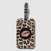 Leopard Print Red Lips XOXO Bagagelabel (Voorkant (verticaal))