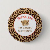 Leopard Print Red Quatrefoil 'Bedankt' Ronde Button 5,7 Cm (Voorkant)