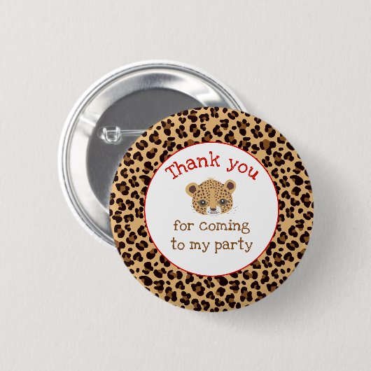 Leopard Print Red Quatrefoil 'Bedankt' Ronde Button 5,7 Cm (Voorkant /achterkant)