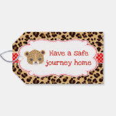 Leopard Print Red Quatrefoil 'Thank You' Label Cadeaulabel (Achterkant Horizontaal)