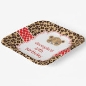 Leopard Print Red Quatrefoil Verjaardagsfeest Papieren Bordje (Gebogen)