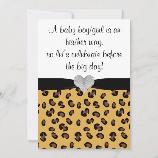 Leopard Print Rhinestone Baby shower Uitnodiging (Voorkant)