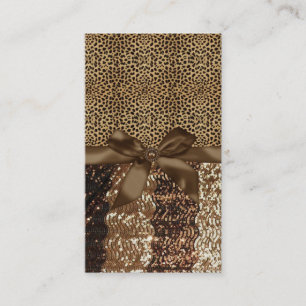 Leopard Print,Ribbon,Bow,Rhinestone Visitekaartje
