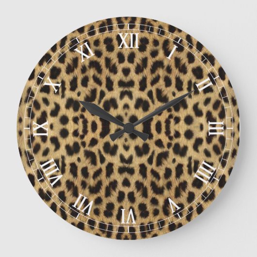 Leopard print Roman Numeral Clock Grote Klok (Voorkant)