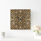 Leopard print Roman Numeral Clock Vierkante Klok (Huis)
