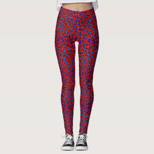 Leopard Print Rood Blauw Zwart Leggings