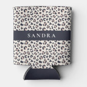 Leopard print roze aangepaste naam blikjeskoeler (Voorkant)