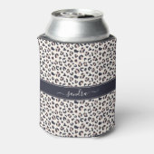 Leopard print roze aangepaste naam blikjeskoeler (Blikje Achterkant)