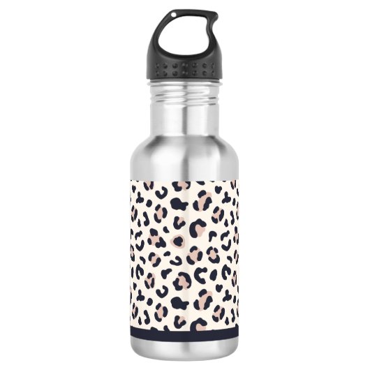 Leopard print roze aangepaste naam waterfles  (Voorkant)