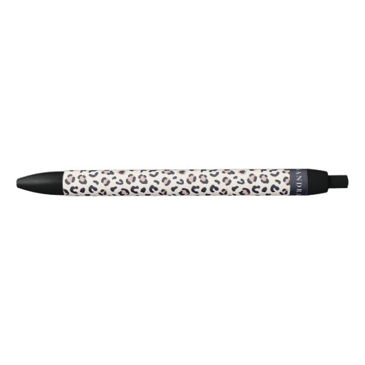 Leopard print roze aangepaste naam zwarte inkt pen (Voorkant)
